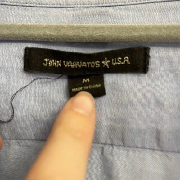 John Varvatos Men's Long Sleeve Button Up Casual Old Money Minimalist Blue Sz M - Picture 5 of 8